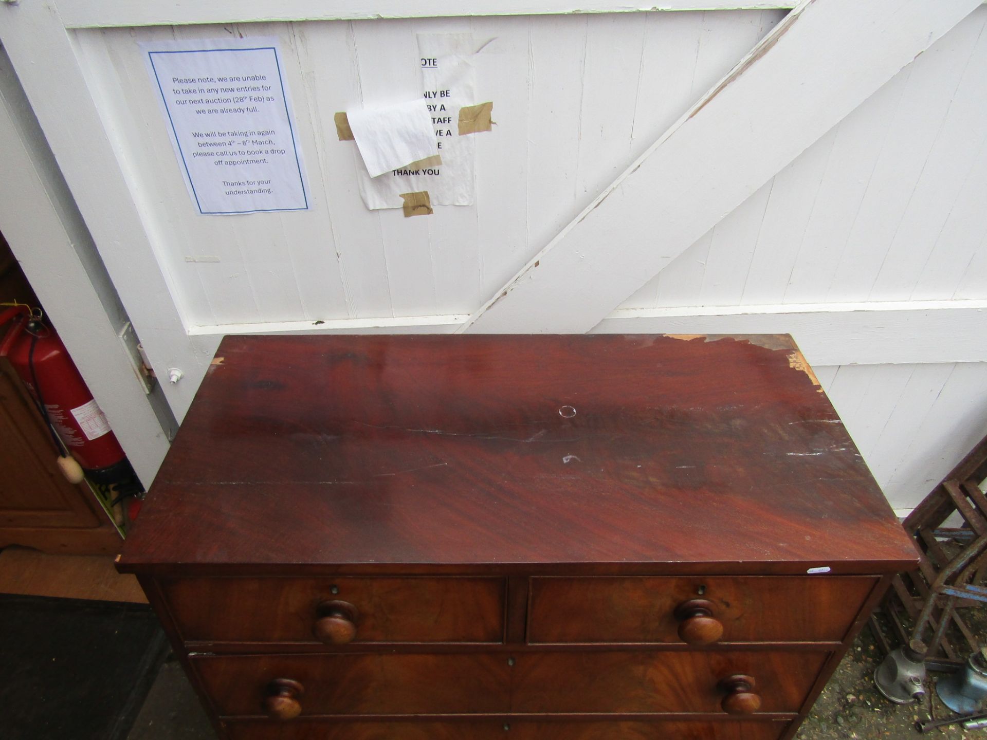 2 Short over 3 long mahogany veneered chest of drawers H107cm W91cm D45cm approx - Image 2 of 2