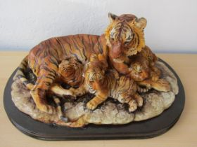 Large Leonardo collection Tiger family sculpture 50cmW 23cmH