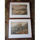 2 Greyhound/coursing prints, framed and glazed 36cm x 45cm approx