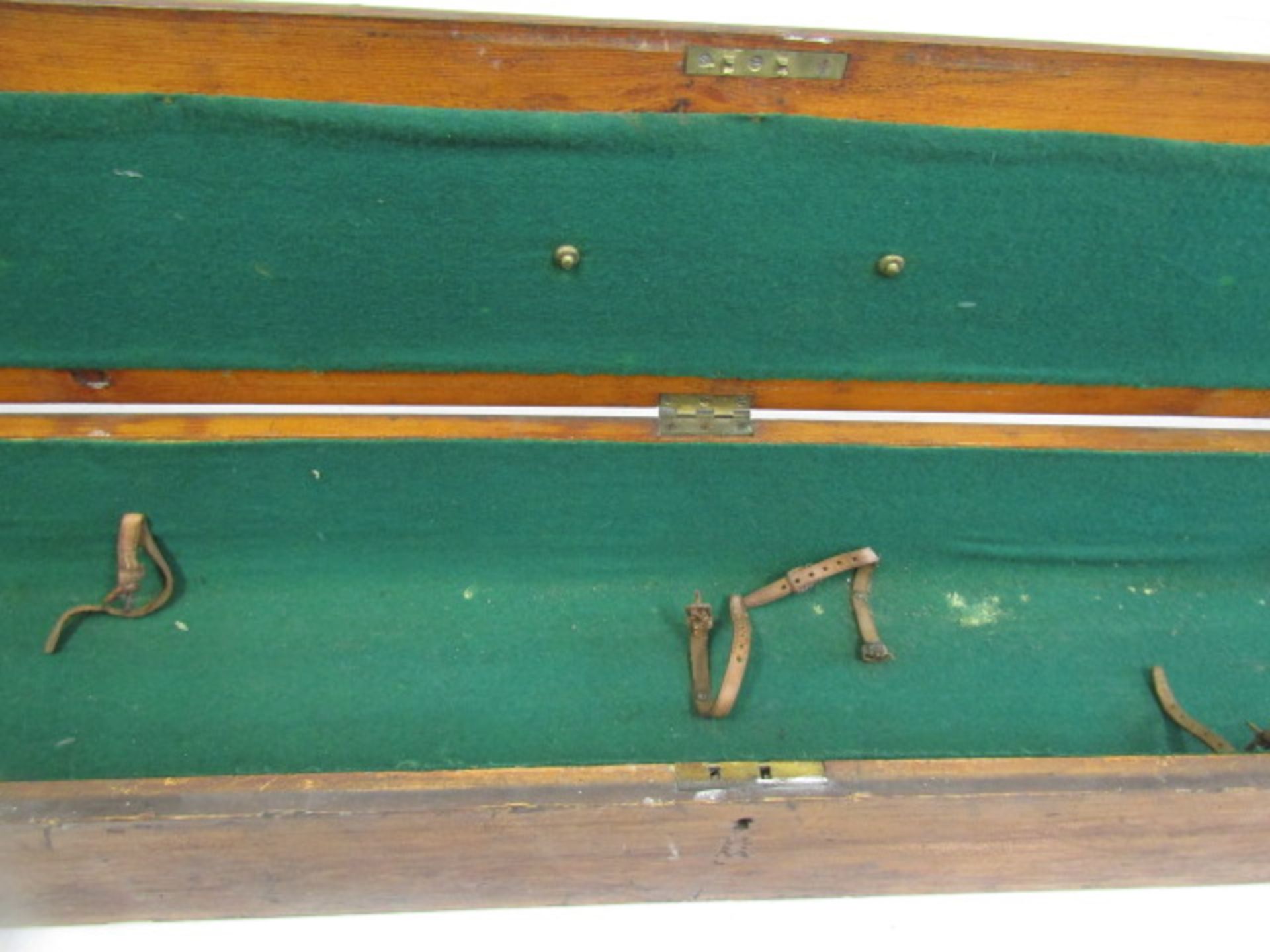 An antique salmon fishing rod transporting case bearing various travel labels - Image 4 of 12