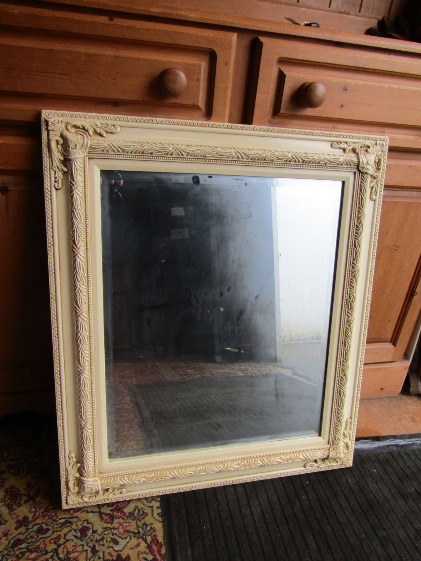 Decorative wooden framed wall mirror 68cm x 78cm approx