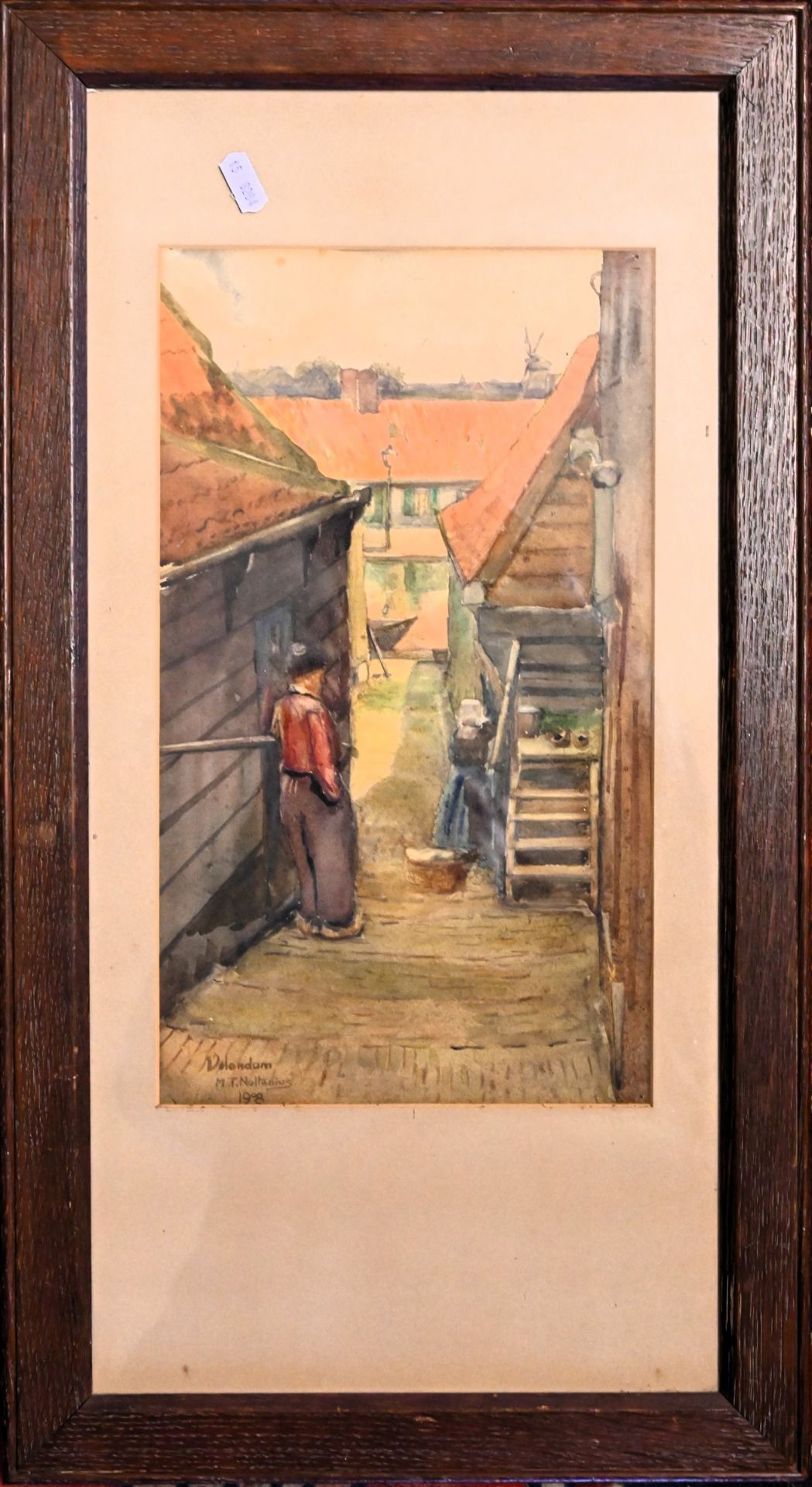 M T Noltenius, two framed and glazed watercolours street scenes in Volendam, Holland. signed lower - Image 4 of 5