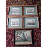 5 Sporting/hunting prints, framed and glazed. Largest 24cm x 28cm approx