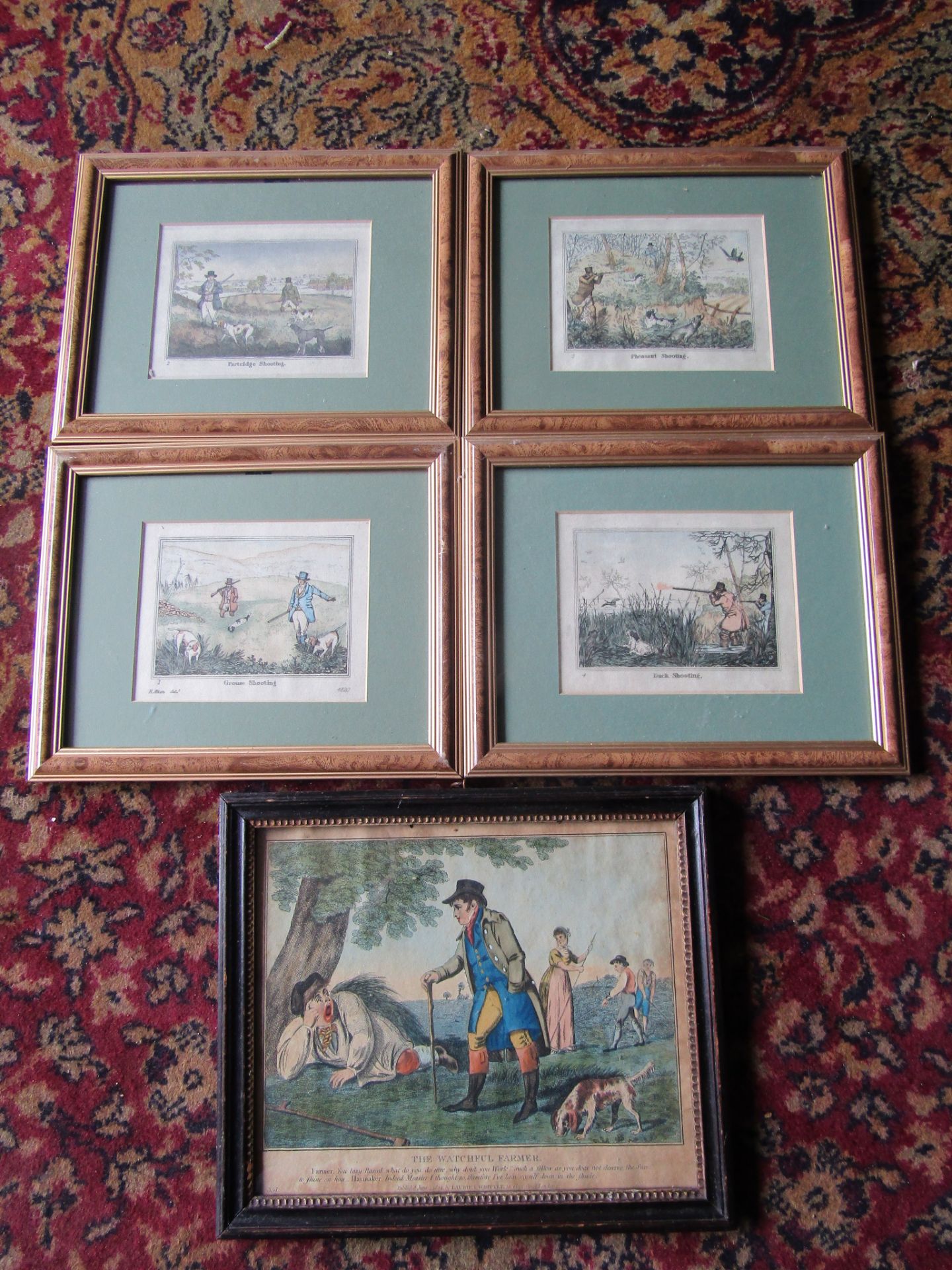 5 Sporting/hunting prints, framed and glazed. Largest 24cm x 28cm approx