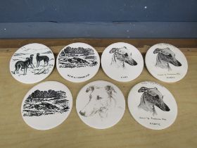 7 Ceramic greyhound placemats. Diameter 15cm approx