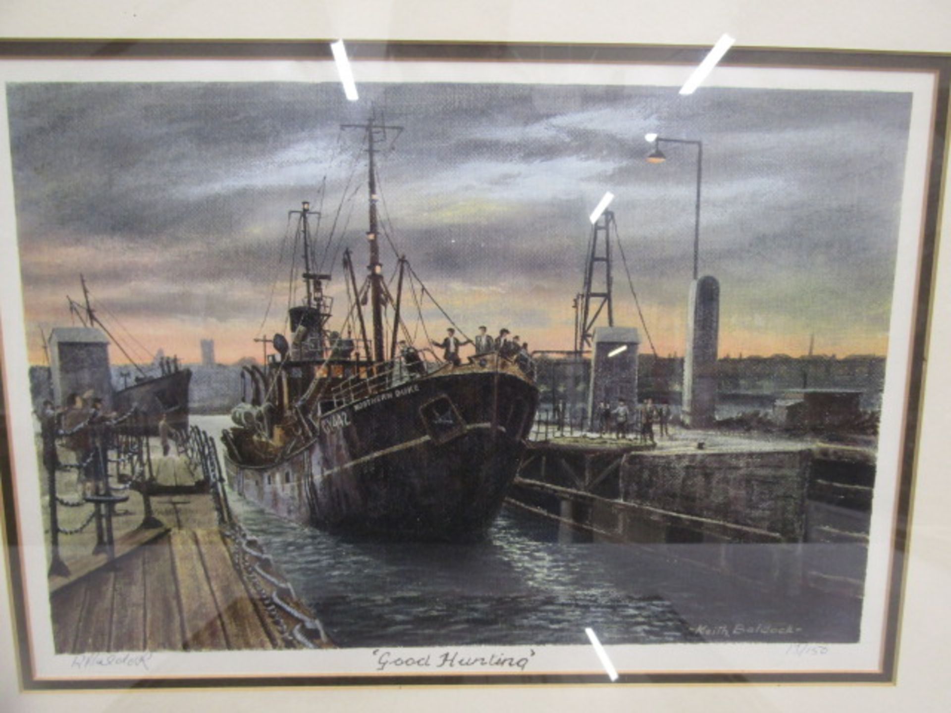 Keith Baldock lts edition print 'Good Hunting' 55x42cm and another print of a harbour - Image 2 of 6