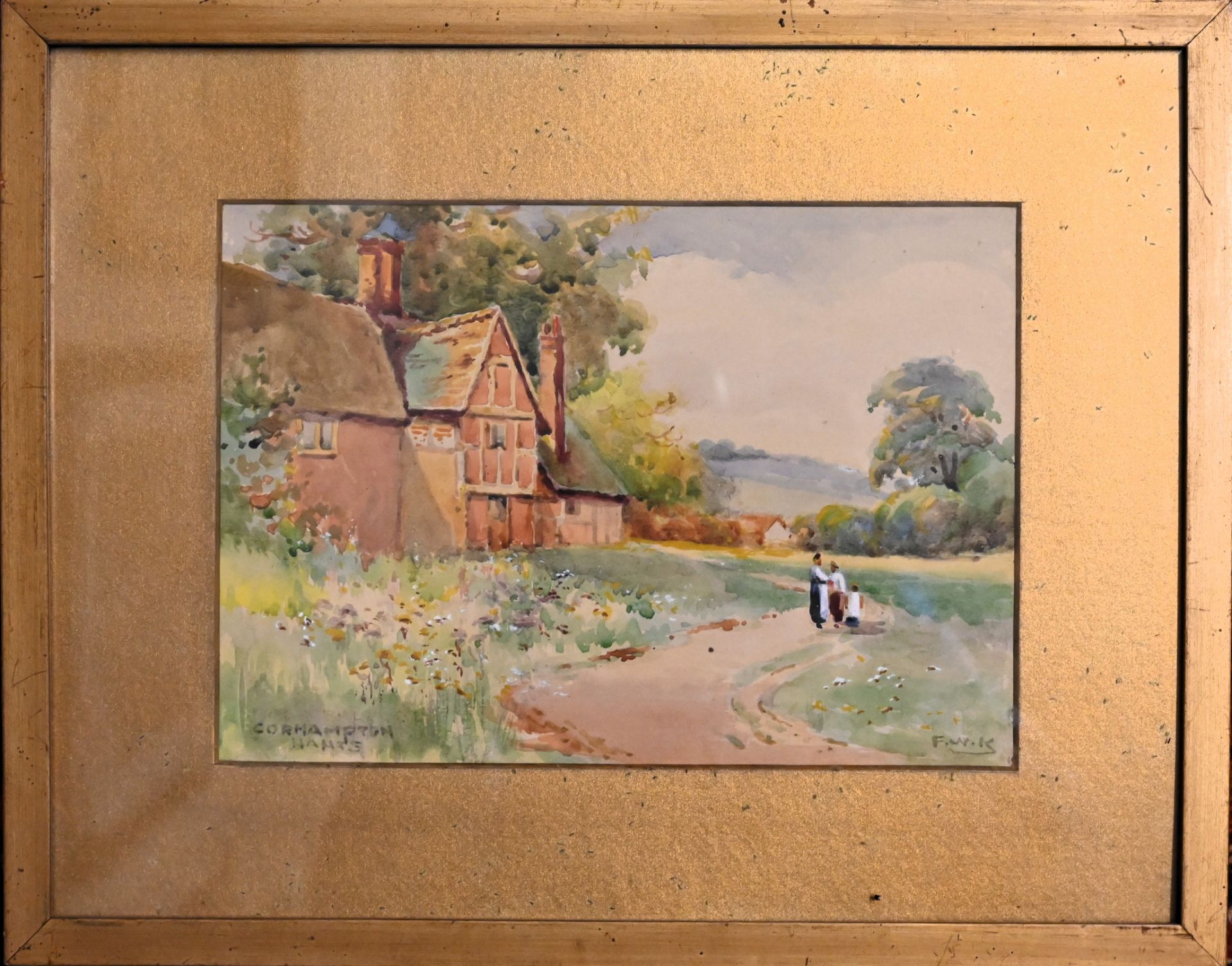 F W Kirkham two framed and glazed watercolours "Corhampton, Hants" and "Tichbourne Arms, Itchen" - Image 7 of 7