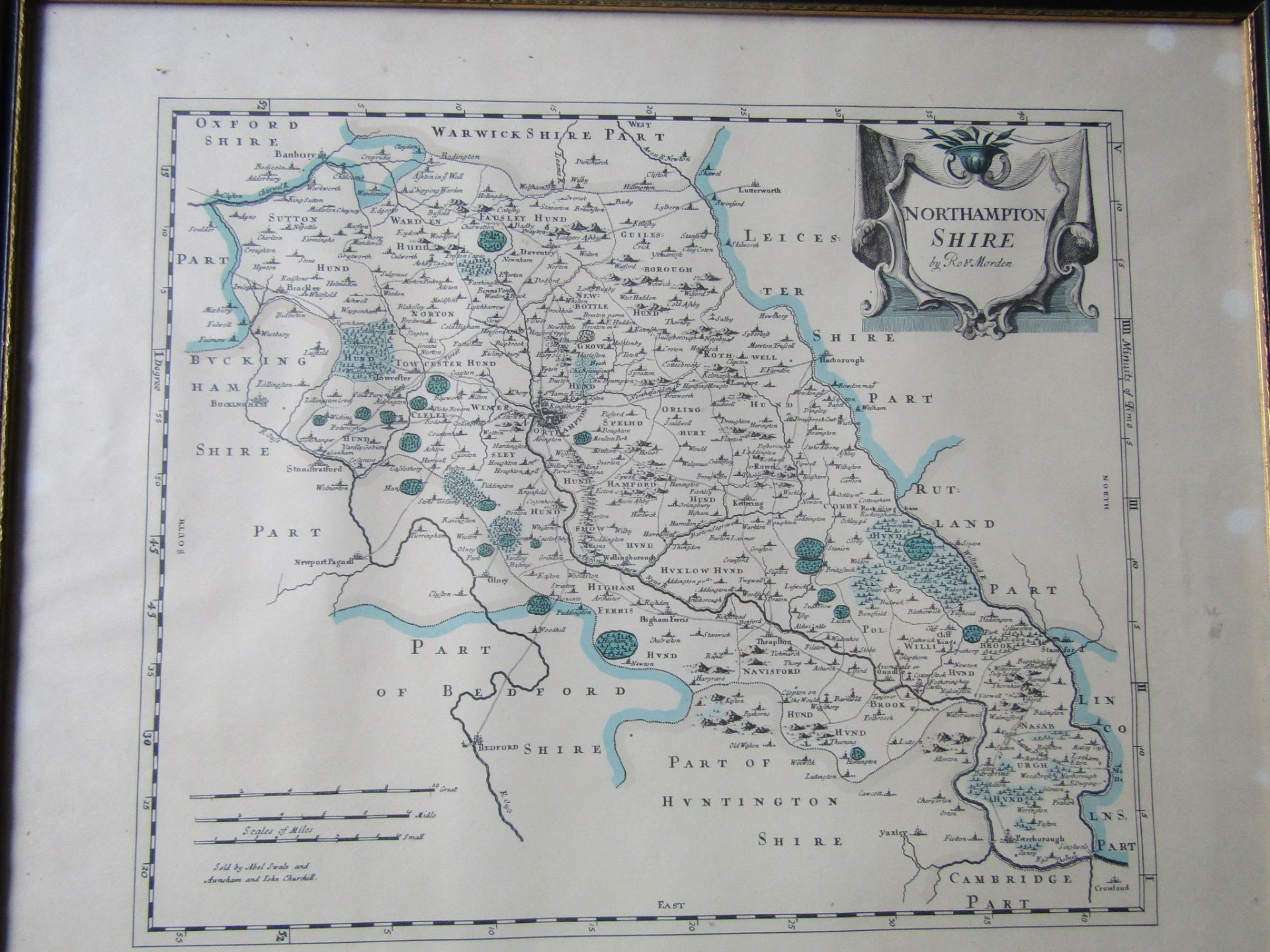 2 Maps of Norfolk and Northamptonshire, framed and glazed 40cm x 47cm approx - Image 3 of 5