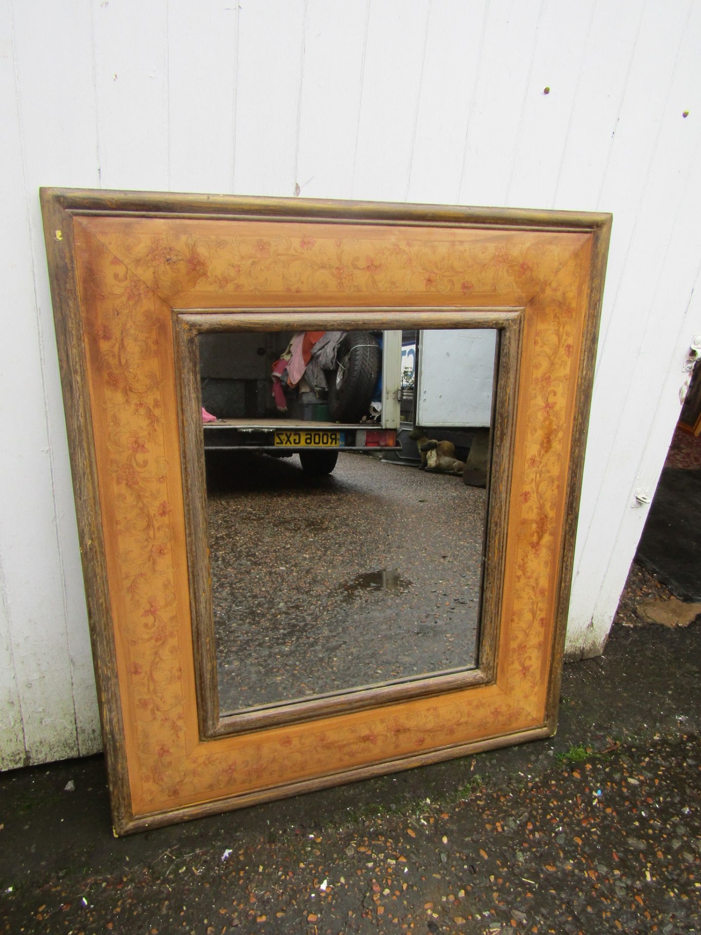 Large wooden framed wall mirror 89cm x 104cm approx