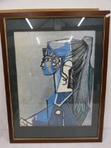 A framed print of Picasso's 'Sylvette' 77x58cm