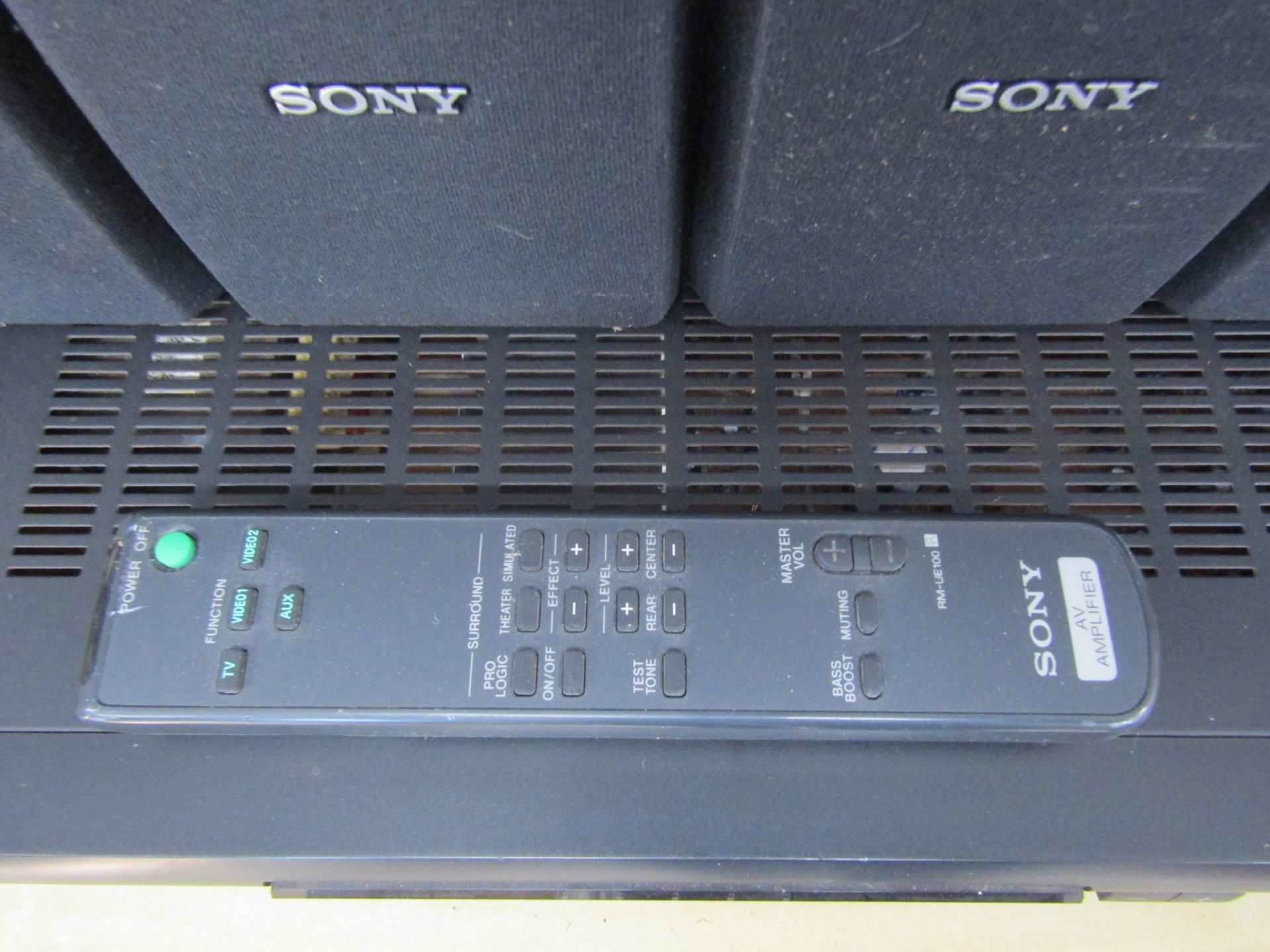 Sony stereo AV amplifier with speakers, remote and leads from a house clearance - Image 2 of 4