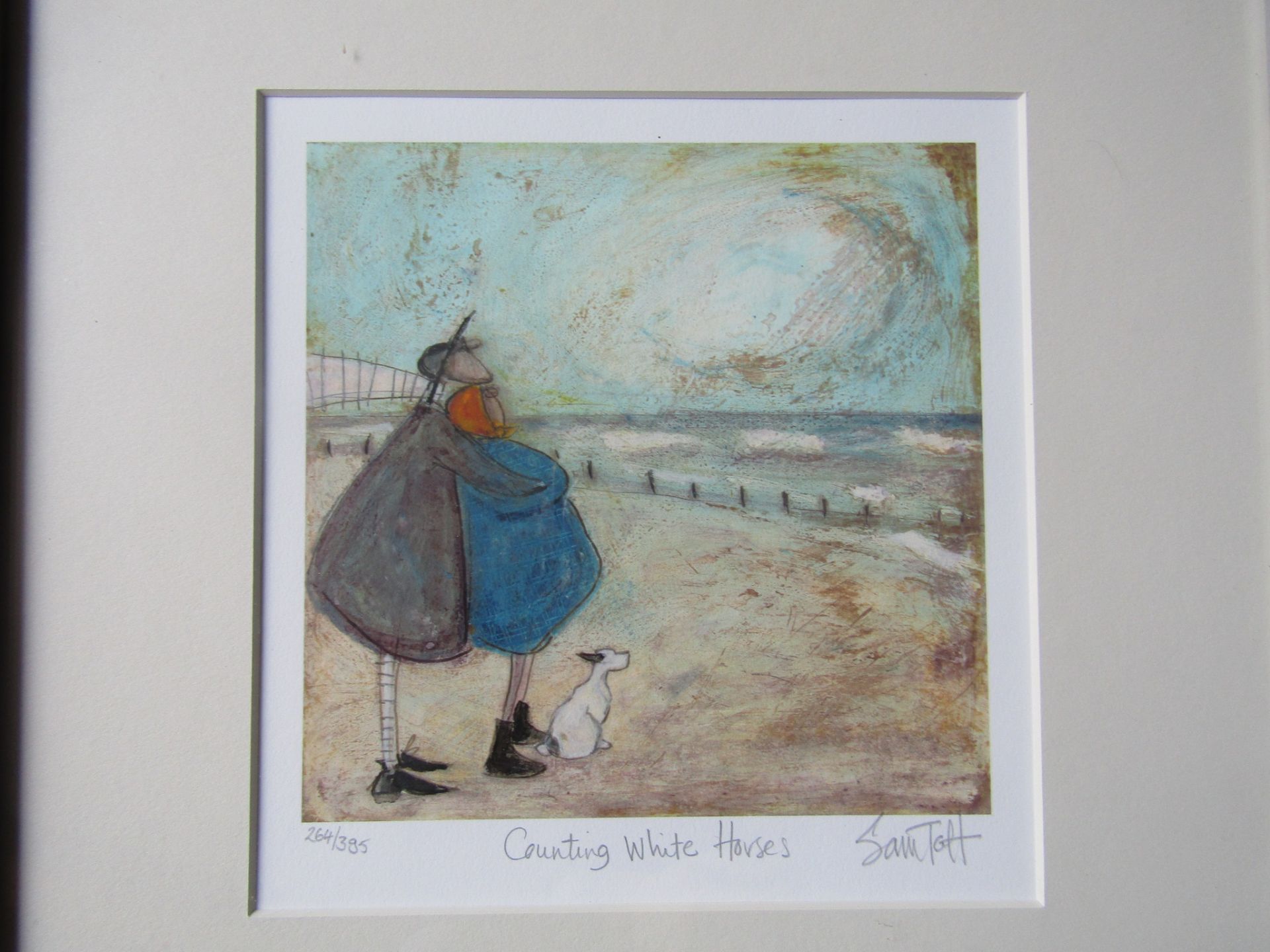 Sam Toft limited numbered (264/395) print 'Counting White Horses', framed and glazed 37cm x 38cm