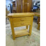 Oak 2 drawer lamp table 87cmH 75cmW 40cm D