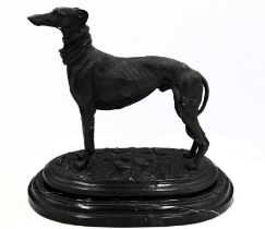 PIERRE JULES MENE (1810 - 1879), bronze sculpture of a Greyhound on a marble base, stamped 'Mene',