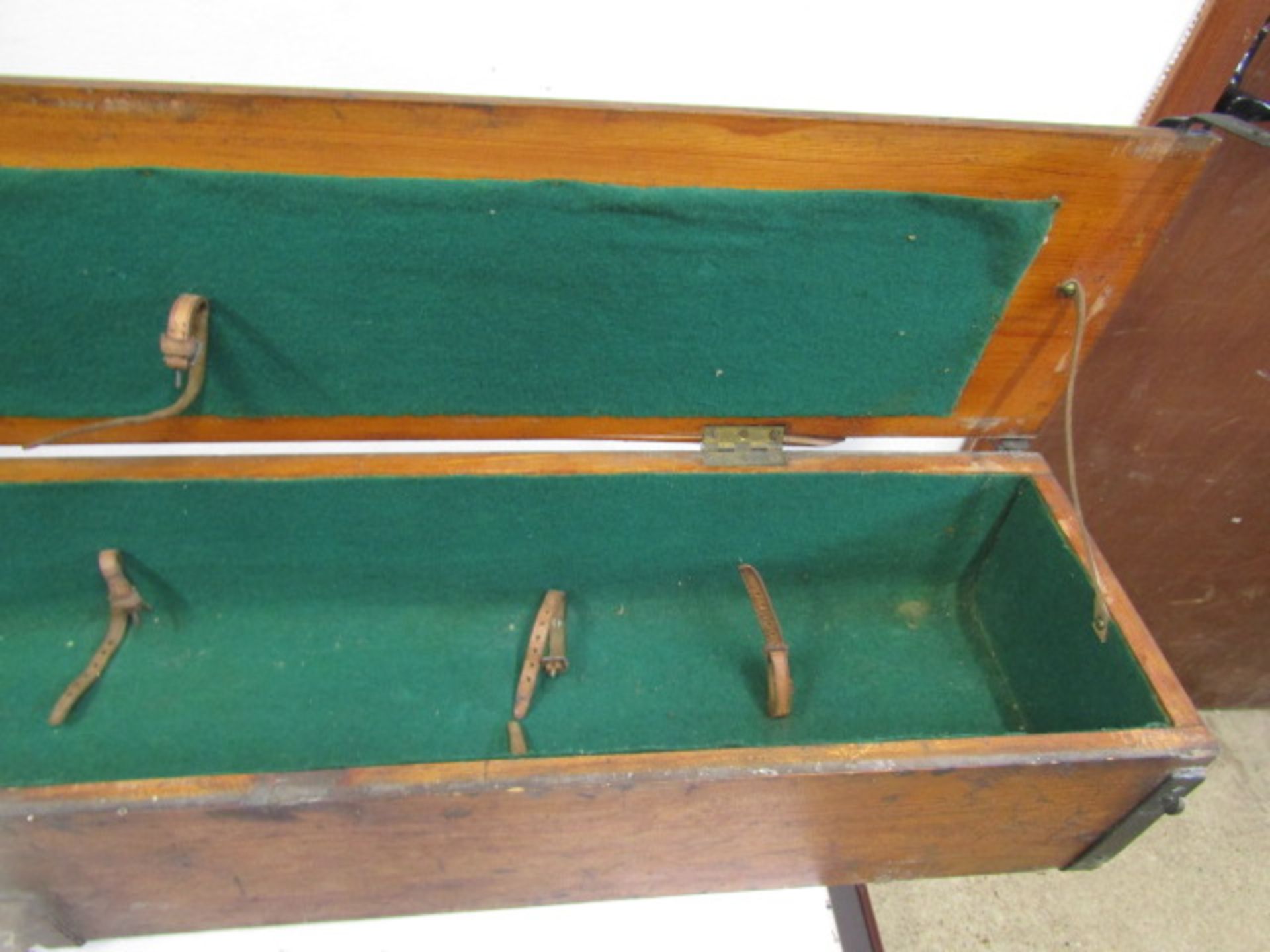 An antique salmon fishing rod transporting case bearing various travel labels - Image 5 of 12