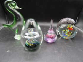 Paperweights and a glass duck
