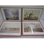 set 4 windmill prints in painted frames