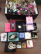 2 boxes costume jewellery inc some silver