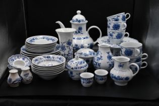 Triptis blue and white onion pattern (zwiebelmuster) part tea service together with a J L Menau