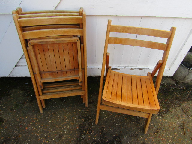 4 folding wooden chairs - Image 3 of 3