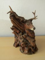 Resin stag sculpture ltd edition and stamped 30cmH