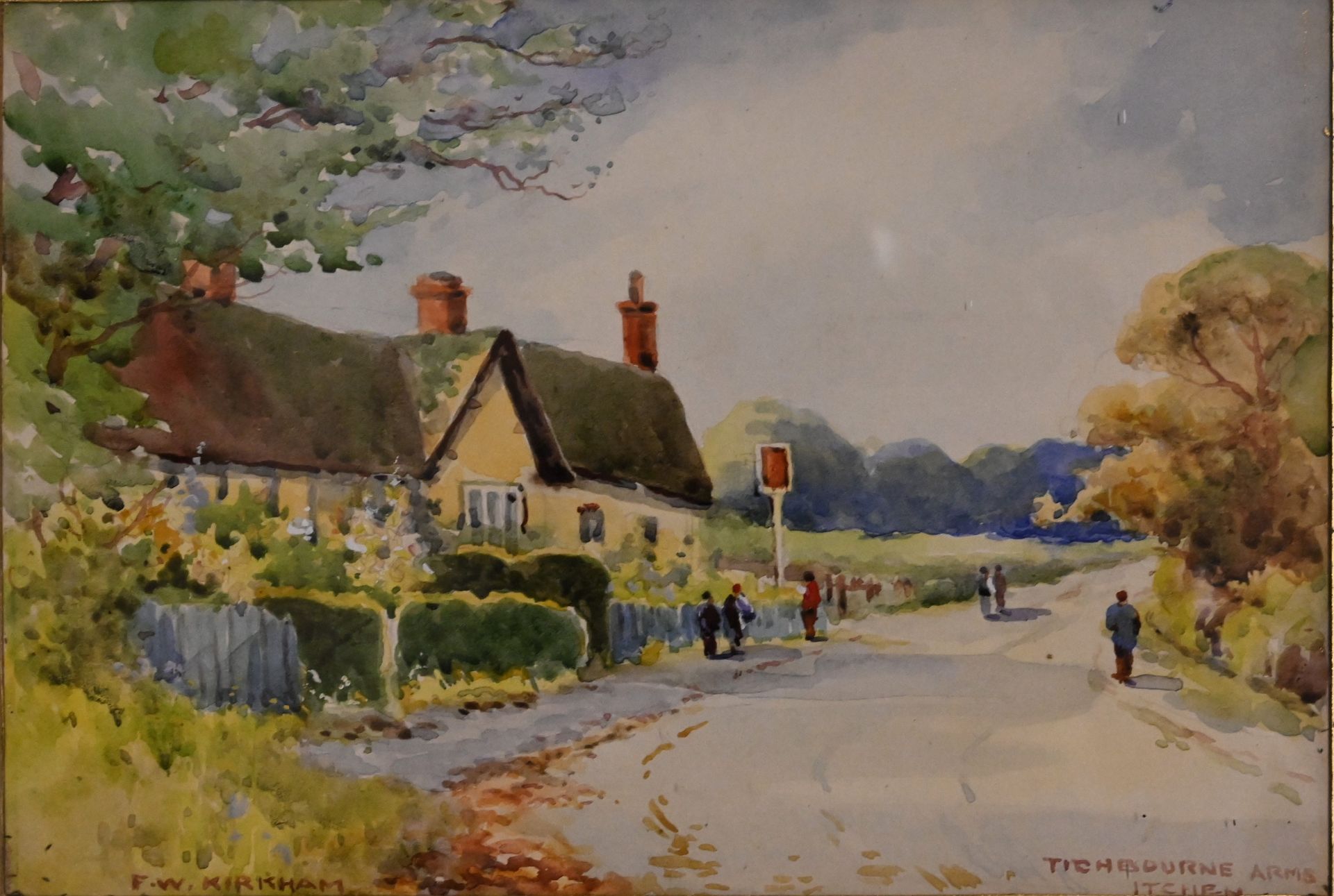 F W Kirkham two framed and glazed watercolours "Corhampton, Hants" and "Tichbourne Arms, Itchen" - Image 4 of 7