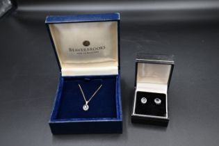 9ct diamond and sapphire (stud earrings) and pendant set (boxed) total weight 4.08g