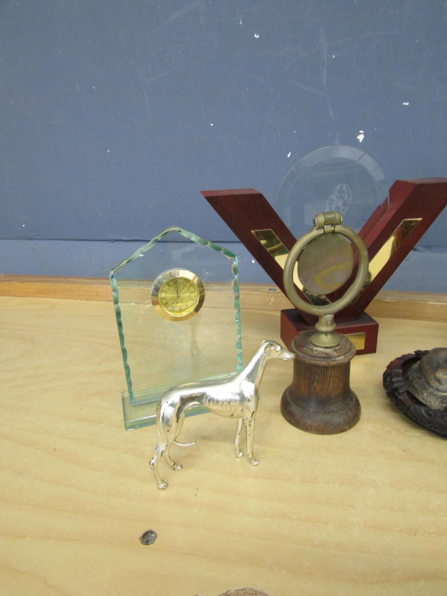 Greyhound trophies, glass clock and tankard etc - Image 2 of 5