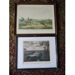 2 Greyhound/coursing prints, framed and glazed. Largest 44cm x 54cm approx