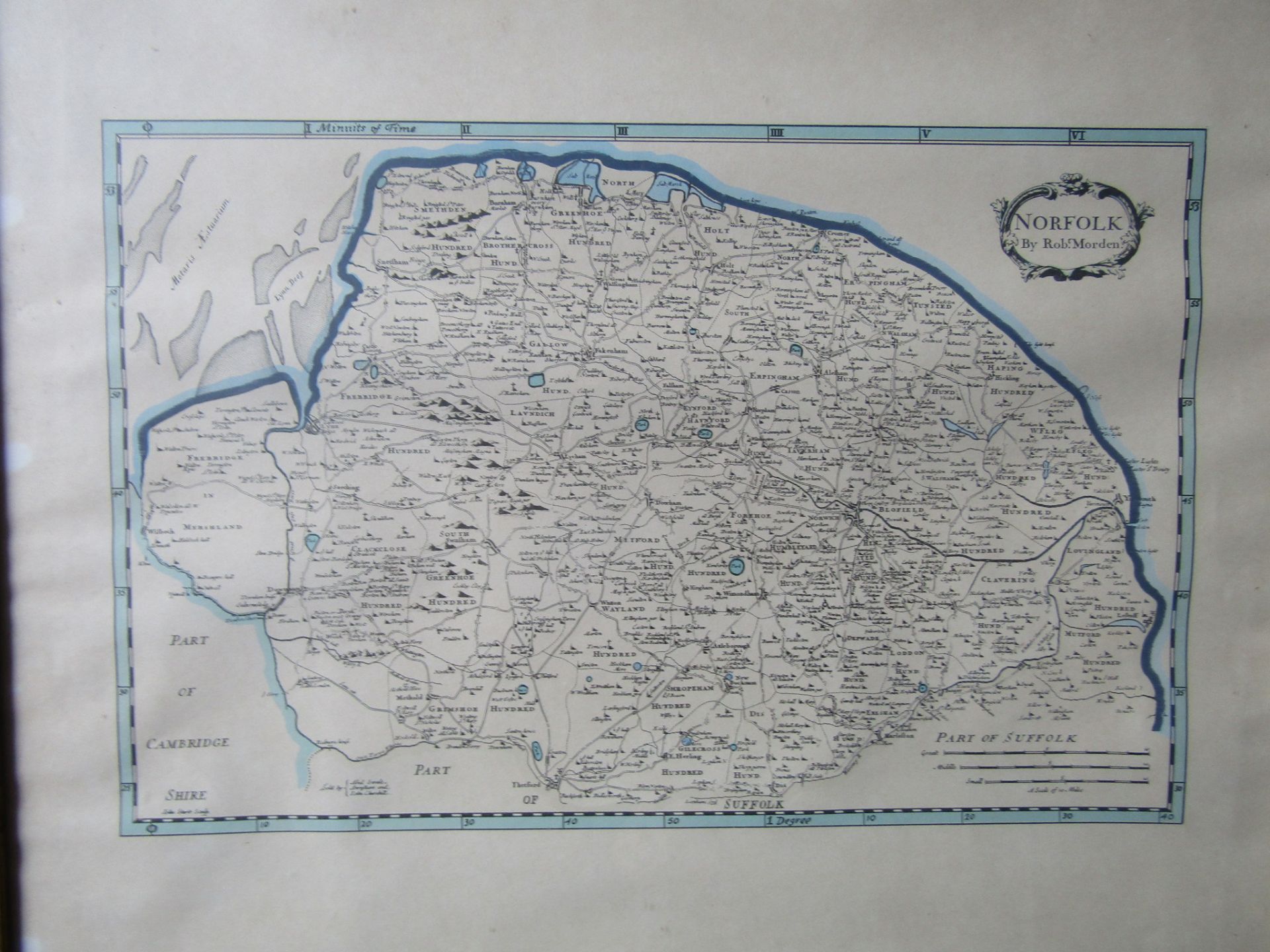 2 Maps of Norfolk and Northamptonshire, framed and glazed 40cm x 47cm approx - Image 2 of 5