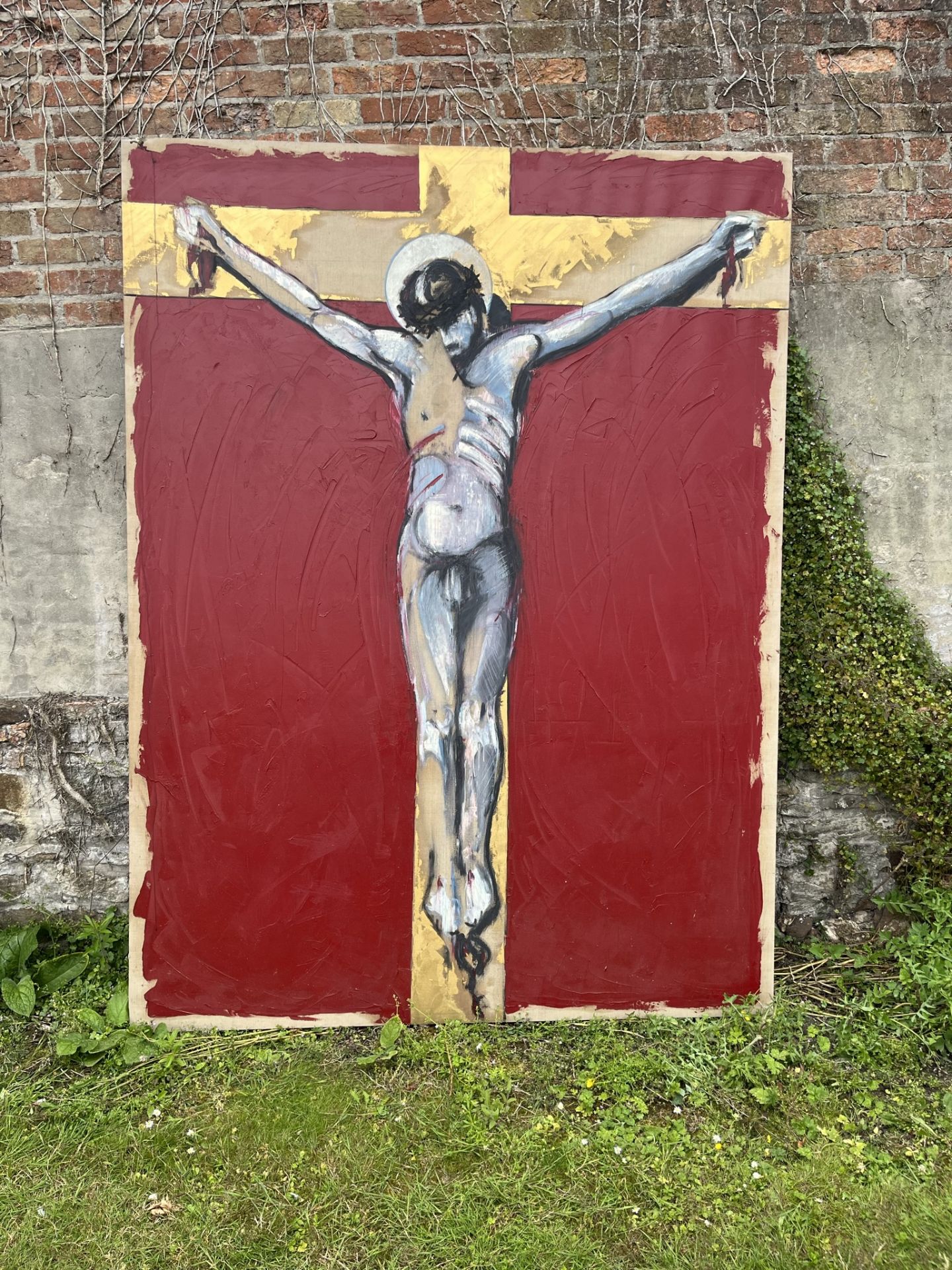 Peter Denmark (1950-2014) Acrylic on canvas "Crucifixion" 182cm wide by 248cm high Provenance, the - Image 2 of 2