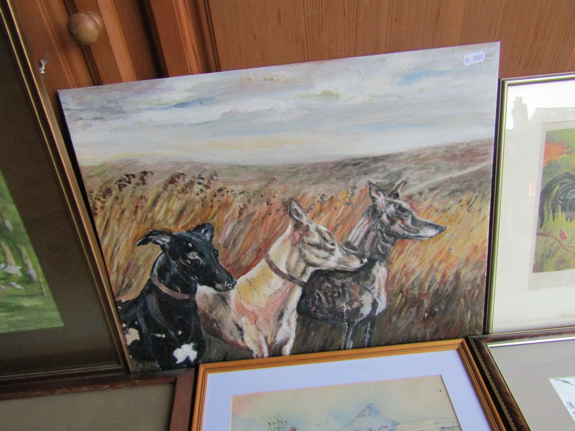Paintings and prints to include greyhounds and hunting etc - Image 2 of 9