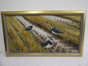 G.A Peerless oil on board 'Lapwings on the stubble' contemporary British artist