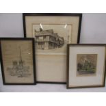 E.J Maybery etching of Ye Olde White Inn- Bishops Stortford and pencil signed by artist, Sandringham