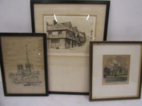 E.J Maybery etching of Ye Olde White Inn- Bishops Stortford and pencil signed by artist, Sandringham