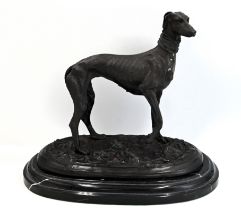 PIERRE JULES MENE (1810 - 1879), bronze sculpture of a Greyhound on a marble base, stamped 'Mene',