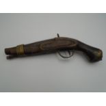 Muzzleloading pistol, 30cm in total lenght, with proof marks to top of barrel.