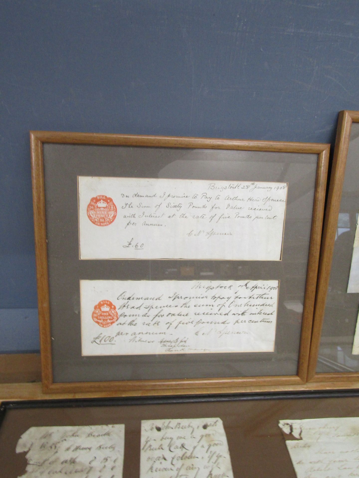 Framed antique legal documents, receipts etc - Image 3 of 16