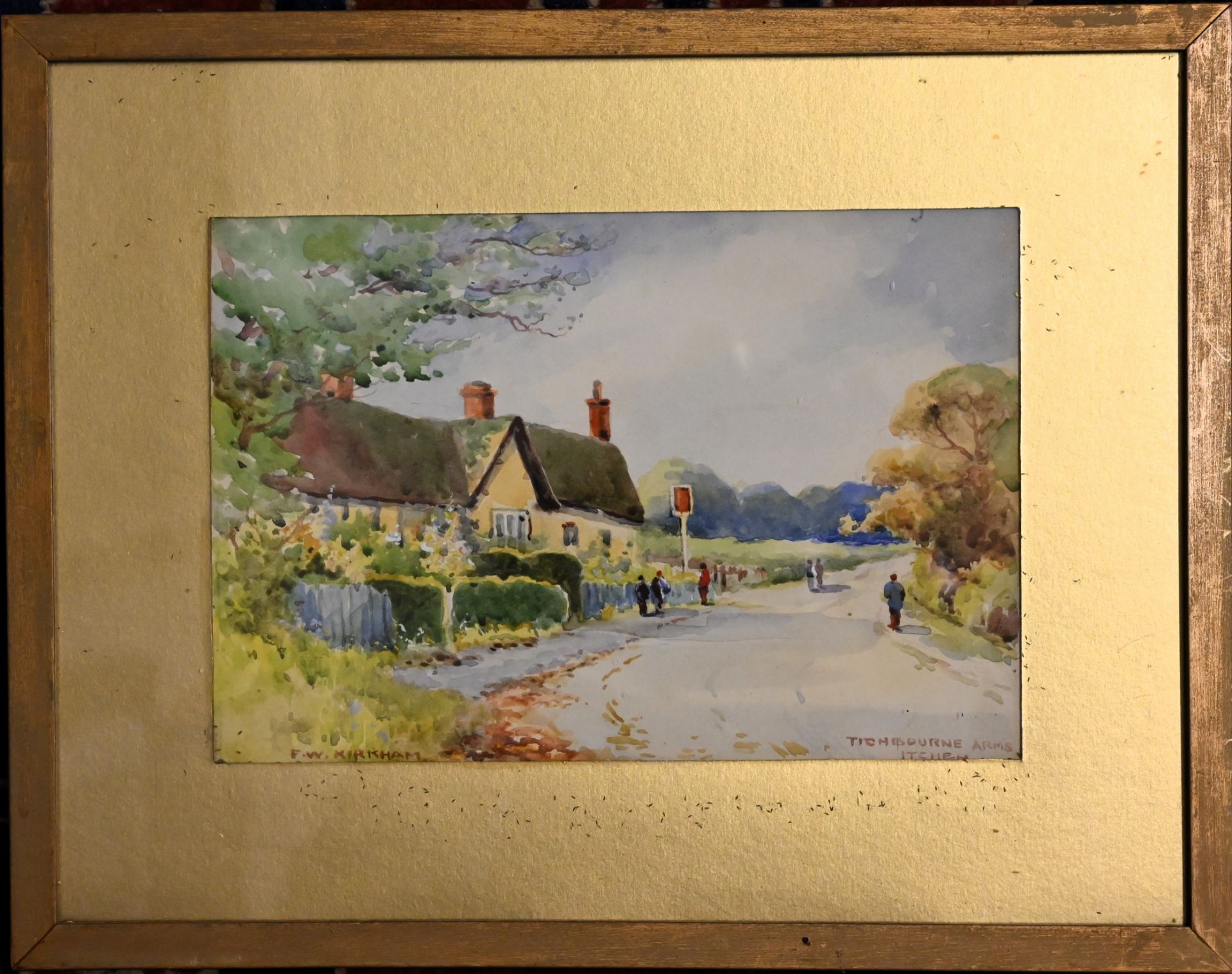 F W Kirkham two framed and glazed watercolours "Corhampton, Hants" and "Tichbourne Arms, Itchen" - Image 3 of 7