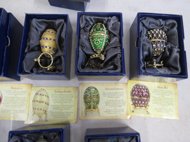 13 Atlas Editions Faberge history eggs, all boxed, most with certs inc spoons - Image 5 of 8