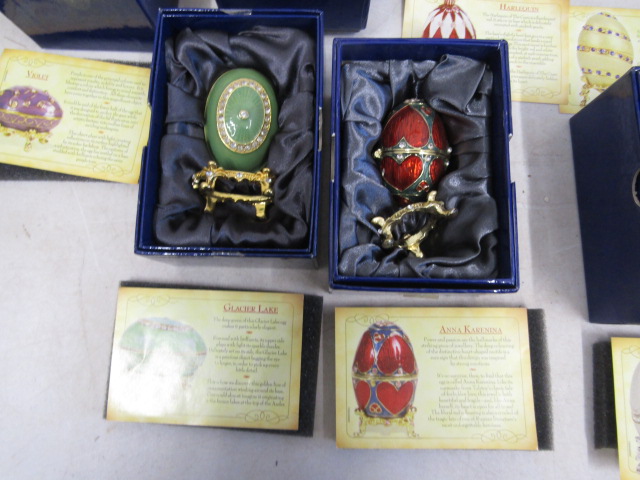 13 Atlas Editions Faberge history eggs, all boxed, most with certs inc spoons - Image 7 of 8