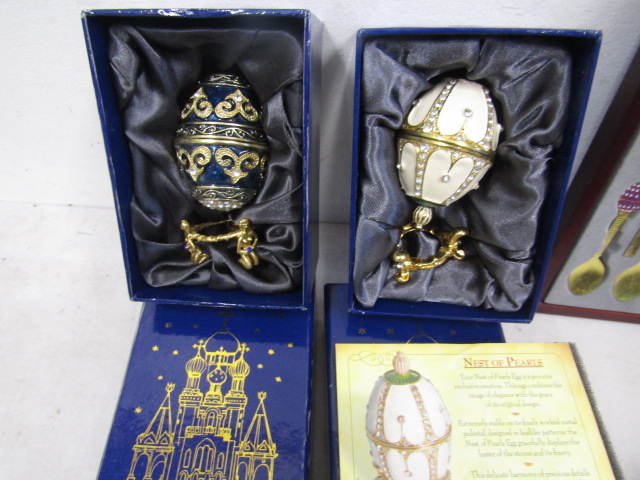 13 Atlas Editions Faberge history eggs, all boxed, most with certs inc spoons - Image 2 of 8