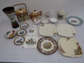 Various china inc Palissy game plate, vintage invalid feeder cup ETC