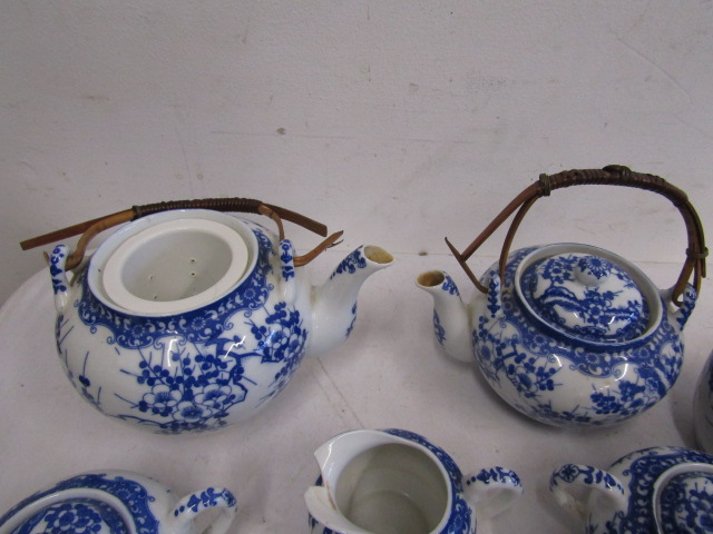 Chinese blue and white part tea set with egg porcelain cups - Image 6 of 8