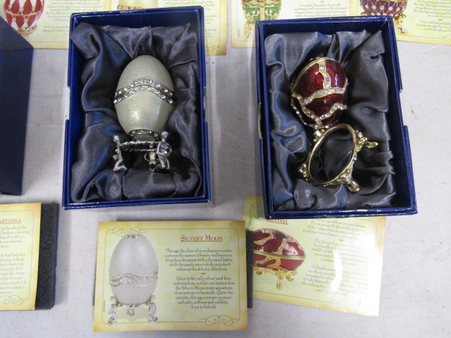 13 Atlas Editions Faberge history eggs, all boxed, most with certs inc spoons - Image 8 of 8