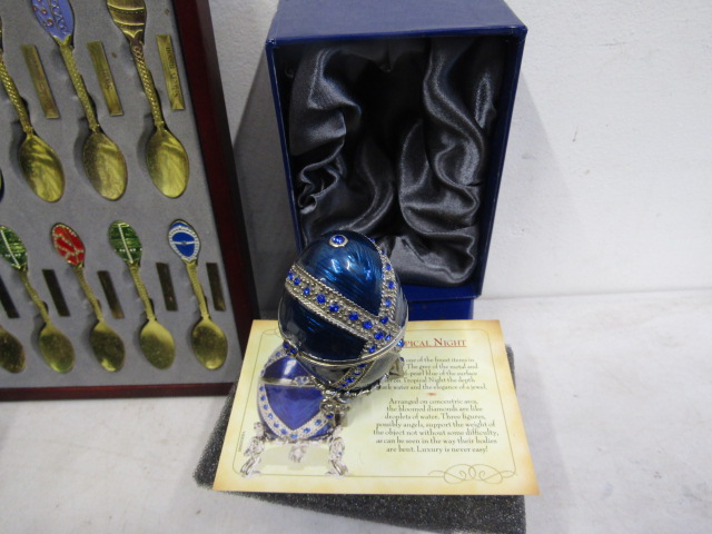 13 Atlas Editions Faberge history eggs, all boxed, most with certs inc spoons - Image 4 of 8
