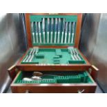 A Mahogany boxed canteen of cutlery (with drawer) not complete