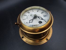 1950's Brass ships clock marked 'Made for Royal Navy' London