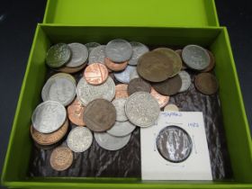 Mixed British and Foreign coinage in box