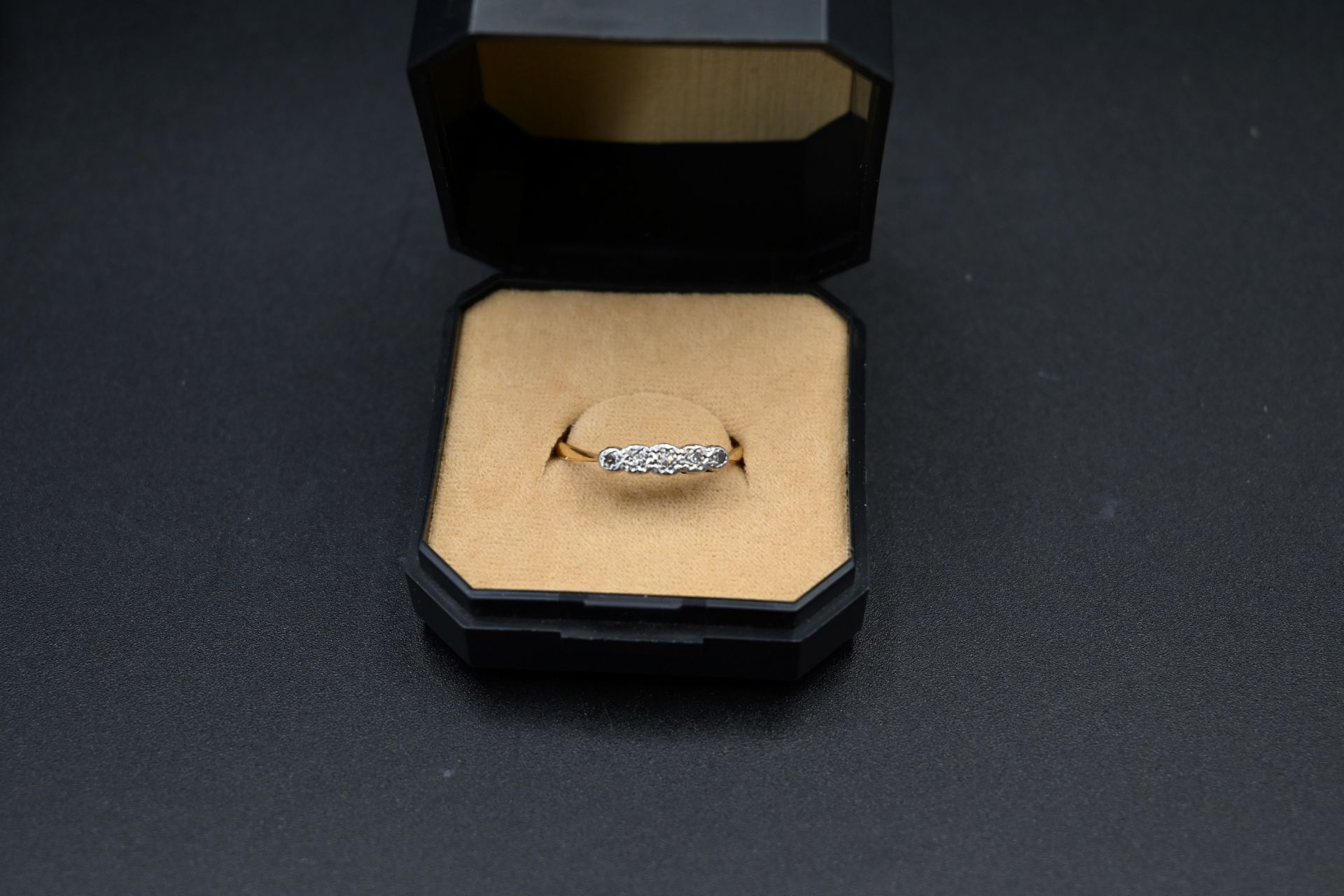 18ct gold and platnium solitaire diamond ring size P, back of the band quite worn , 18ct gold and - Image 4 of 5